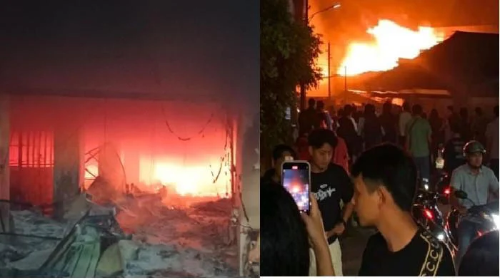 Tangis Histeris Boru Tinjak, 3 Kios Jahit dan Pesanan Baju Pengantin Hangus Terbakar di Pasar Nauli