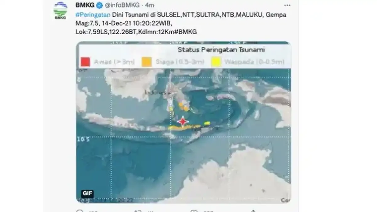 Peringatan Tsunami NTT Berakhir, BNPB Minta Warga Tetap Waspada