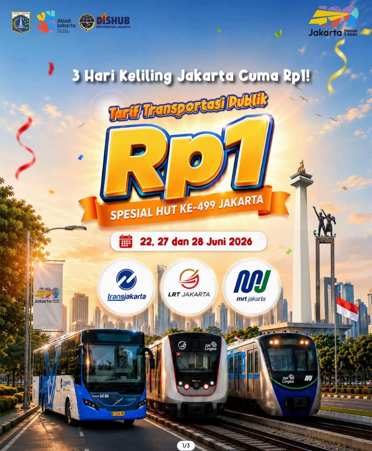 Pesta Rakyat HUT ke-81 RI: Jakarta Berlakukan Tarif Khusus Transportasi Rp1